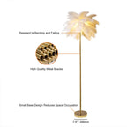 Art Deco Feather Floor Lamp with Rose Gold Base and Green Shade