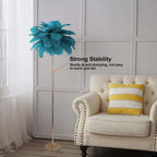 Art Deco Feather Floor Lamp with Rose Gold Base and Green Shade