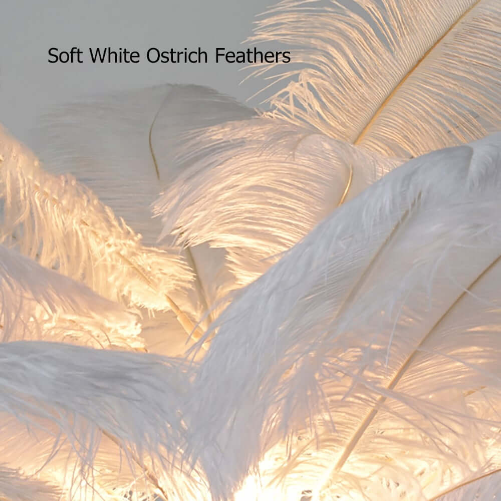 Art Deco Feather Floor Lamp with Rose Gold Base and Green Shade