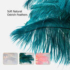 Art Deco Feather Floor Lamp with Rose Gold Base and Green Shade