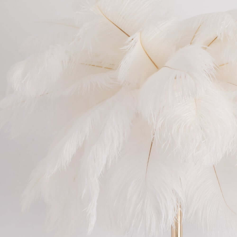 Art Deco Feather Floor Lamp with Rose Gold Base and Green Shade