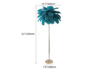 Art Deco Feather Floor Lamp with Rose Gold Base and Green Shade Dimensions