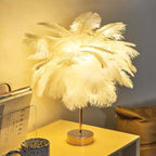 Art Deco Feather Table Lamp - LED Ambient Lighting with Natural Feathers