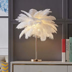 Art Deco Feather Table Lamp - LED Ambient Lighting with Natural Feathers