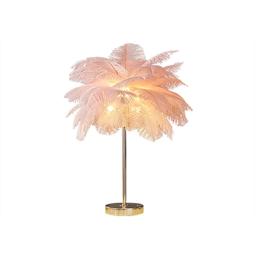 Art Deco Feather Table Lamp - LED Ambient Lighting with Natural Feathers