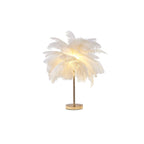 Art Deco Feather Table Lamp - LED Ambient Lighting with Natural Feathers