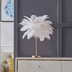 Art Deco Feather Table Lamp - LED Ambient Lighting with Natural Feathers