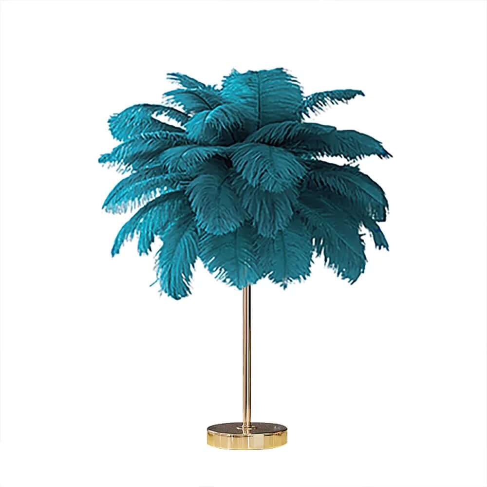 Art Deco Feather Table Lamp - LED Ambient Lighting with Natural Feathers