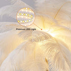 Art Deco Feather Table Lamp - LED Ambient Lighting with Natural Feathers