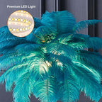 Art Deco Feather Table Lamp - LED Ambient Lighting with Natural Feathers