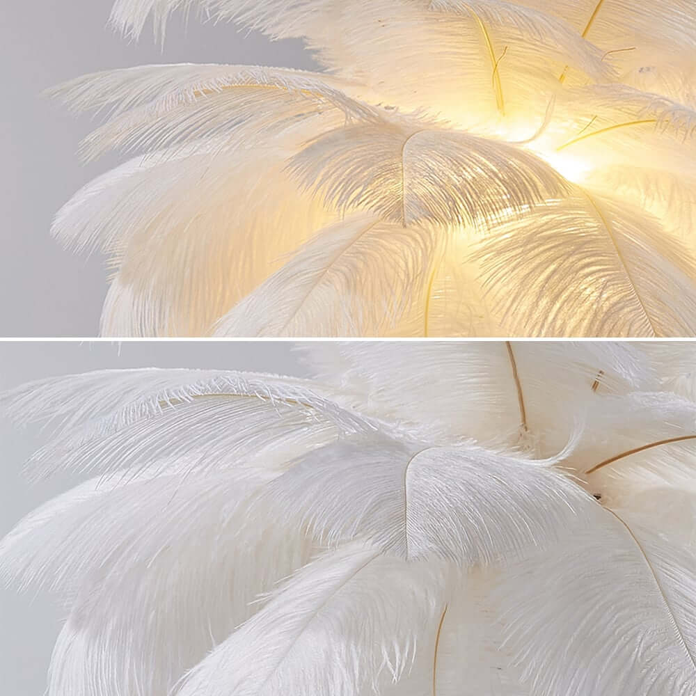 Art Deco Feather Table Lamp - LED Ambient Lighting with Natural Feathers