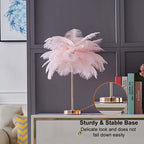 Art Deco Feather Table Lamp - LED Ambient Lighting with Natural Feathers