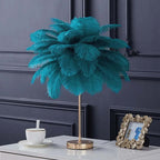 Art Deco Feather Table Lamp - LED Ambient Lighting with Natural Feathers