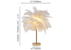 Art Deco Feather Table Lamp - LED Ambient Lighting with Natural Feathers Dimensions