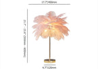 Art Deco Feather Table Lamp - LED Ambient Lighting with Natural Feathers Dimensions