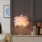 Art Deco Feather Table Lamp - LED Ambient Lighting with Natural Feathers Main Product Image