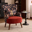 Art Deco Floral Wing Chair Series With Ottoman, Solid Wood Accent