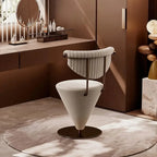 Art Deco Inspired Vanity Stool with Piano-Tufted Back and Metal Disc Base