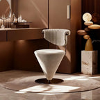 Art Deco Inspired Vanity Stool with Piano-Tufted Back and Metal Disc Base Main Product Image