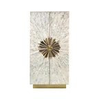Art Deco Mother of Pearl Wine Cabinet With Sunburst Display and Drawers