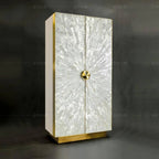 Art Deco Mother of Pearl Wine Cabinet With Sunburst Display and Drawers