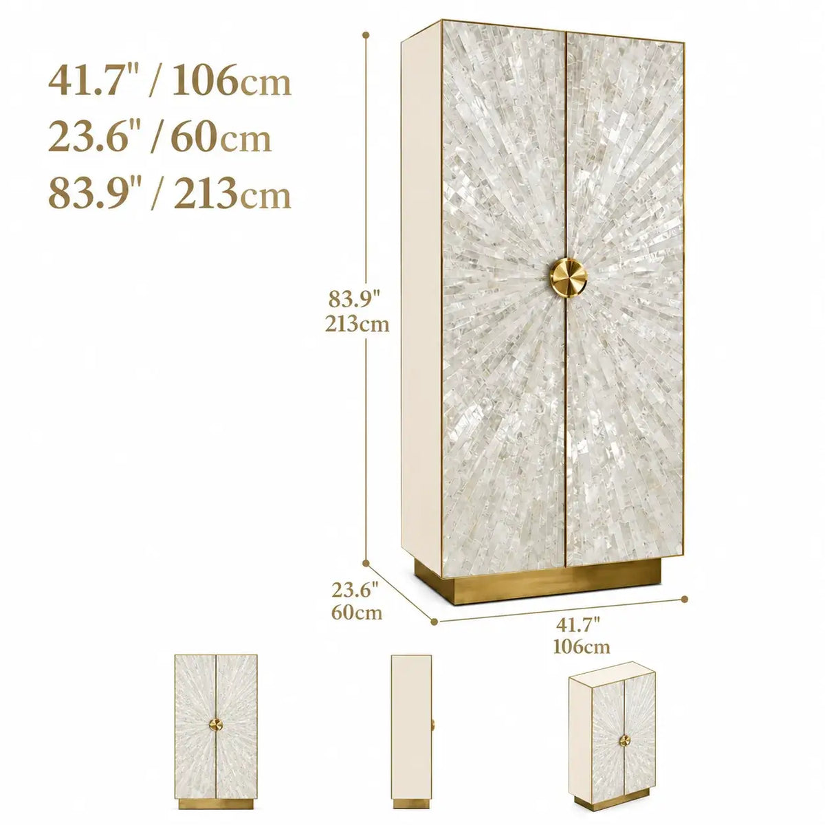 Art Deco Mother of Pearl Wine Cabinet With Sunburst Display and Drawers Dimensions
