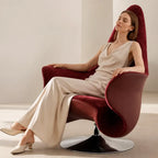 Art Deco Sculptural Swivel Accent Chair with Wraparound High Back