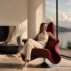 Art Deco Sculptural Swivel Accent Chair with Wraparound High Back