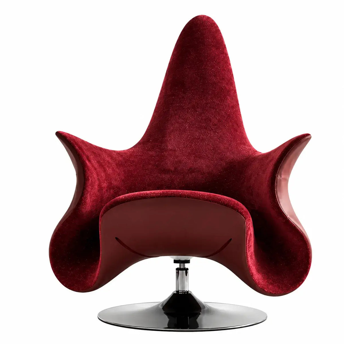 Art Deco Sculptural Swivel Accent Chair with Wraparound High Back