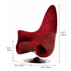 Art Deco Sculptural Swivel Accent Chair with Wraparound High Back Dimensions