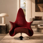 Art Deco Sculptural Swivel Accent Chair with Wraparound High Back Main Product Image
