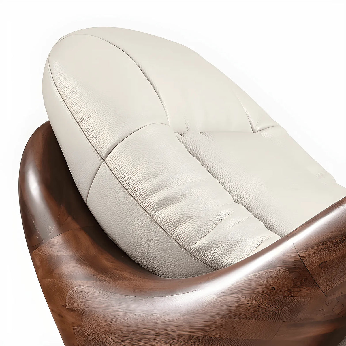 Art Deco Sculptural Wood Chaise Lounge with Leather Cushioning
