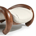 Art Deco Sculptural Wood Chaise Lounge with Leather Cushioning