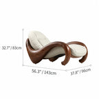 Art Deco Sculptural Wood Chaise Lounge with Leather Cushioning Dimensions