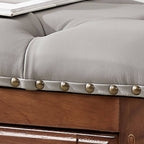 Art Deco Upholstered Entryway Bench with Nailhead Trim and Hidden Storage