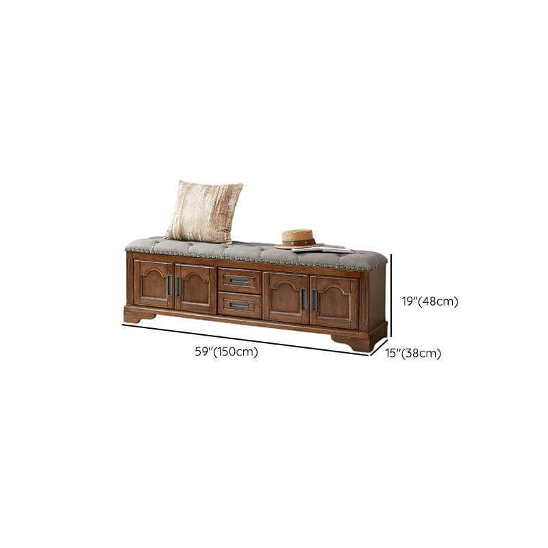 Art Deco Upholstered Entryway Bench with Nailhead Trim and Hidden Storage Dimensions