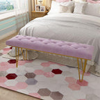 Art Deco Upholstered Entryway Bench with Tufted Diamond Stitching