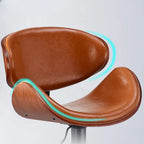Art Deco Walnut-Trim Swivel Bar Stool with Adjustable Low-Back Comfort