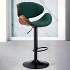 Art Deco Walnut-Trim Swivel Bar Stool with Adjustable Low-Back Comfort