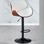 Art Deco Walnut-Trim Swivel Bar Stool with Adjustable Low-Back Comfort