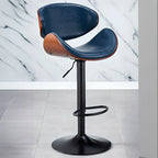 Art Deco Walnut-Trim Swivel Bar Stool with Adjustable Low-Back Comfort