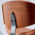 Art Deco Walnut-Trim Swivel Bar Stool with Adjustable Low-Back Comfort