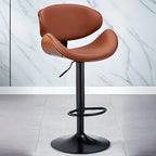 Art Deco Walnut-Trim Swivel Bar Stool with Adjustable Low-Back Comfort