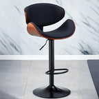 Art Deco Walnut-Trim Swivel Bar Stool with Adjustable Low-Back Comfort
