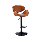 Art Deco Walnut-Trim Swivel Bar Stool with Adjustable Low-Back Comfort