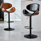 Art Deco Walnut-Trim Swivel Bar Stool with Adjustable Low-Back Comfort Main Product Image