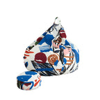 Artful Graffiti Bean Bag Lounge Set with Ottoman, Washable Matte Velvet