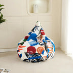 Artful Graffiti Bean Bag Lounge Set with Ottoman, Washable Matte Velvet