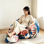 Artful Graffiti Bean Bag Lounge Set with Ottoman, Washable Matte Velvet Main Product Image