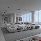 Artful Graffiti Sectional Sofa With Low-Profile Modular Lounge Form
